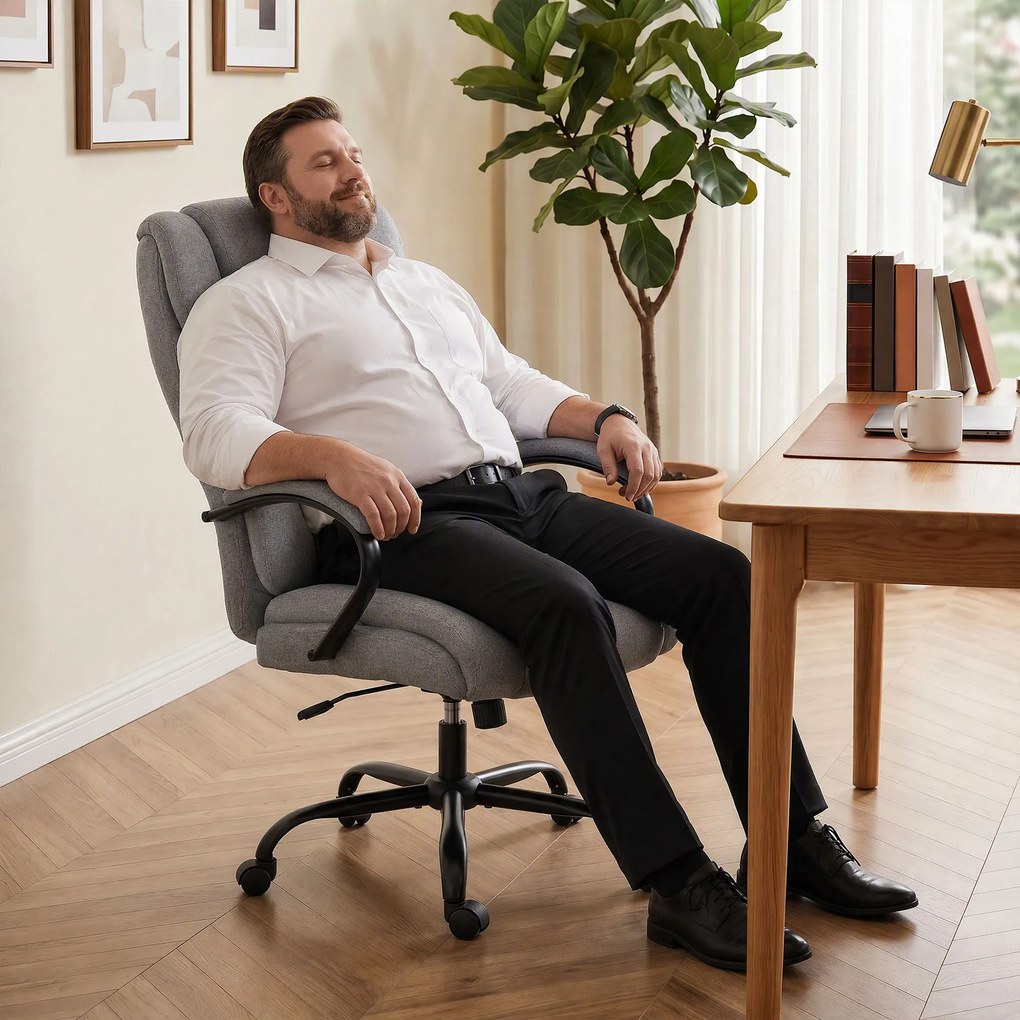 Vinsetto Scaun de birou ergonomic din material tip in, 220 kg, rotativ, reglabil pe înălțime, gri deschis | Aosom Romania