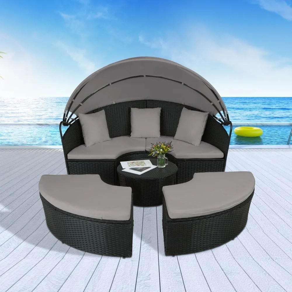 Set multifuncțional de grădină 13 piese + sofa CATALINA 2023 - negru-gri
