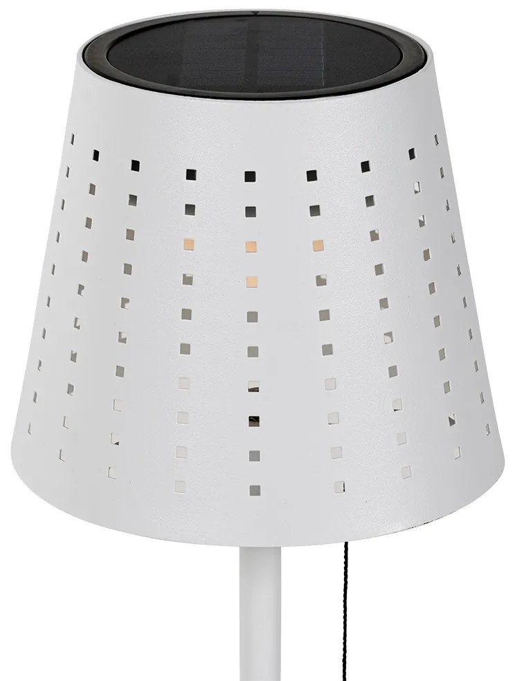 Lampă de masă de exterior albă cu LED în 3 trepte reglabilă reîncărcabilă și solară - Ferre