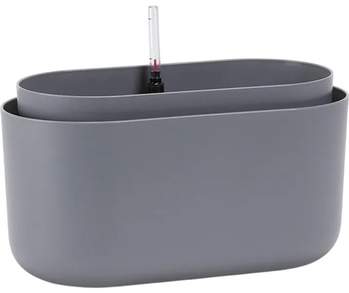 Jardinieră cu auto-irigare Plastia, gri,31 x 16 cm