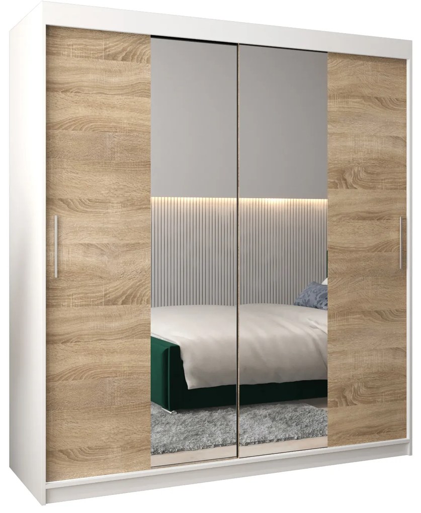 Dulap de haine 180 cm Toki 1 (alb mat + stejar sonoma). 1064918