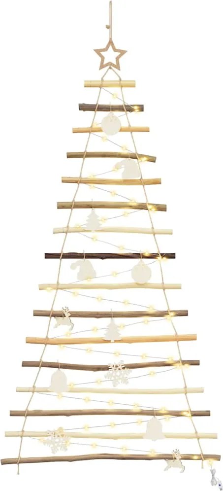 vidaXL Brad de Crăciun cu 80 LED natural 150 cm lemn masiv de frasin