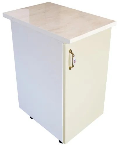Corp inferior cu 1 usa Zebra, Alb/MDF Vanilie, cu blat Travertin, 40 x 85 x 60 cm