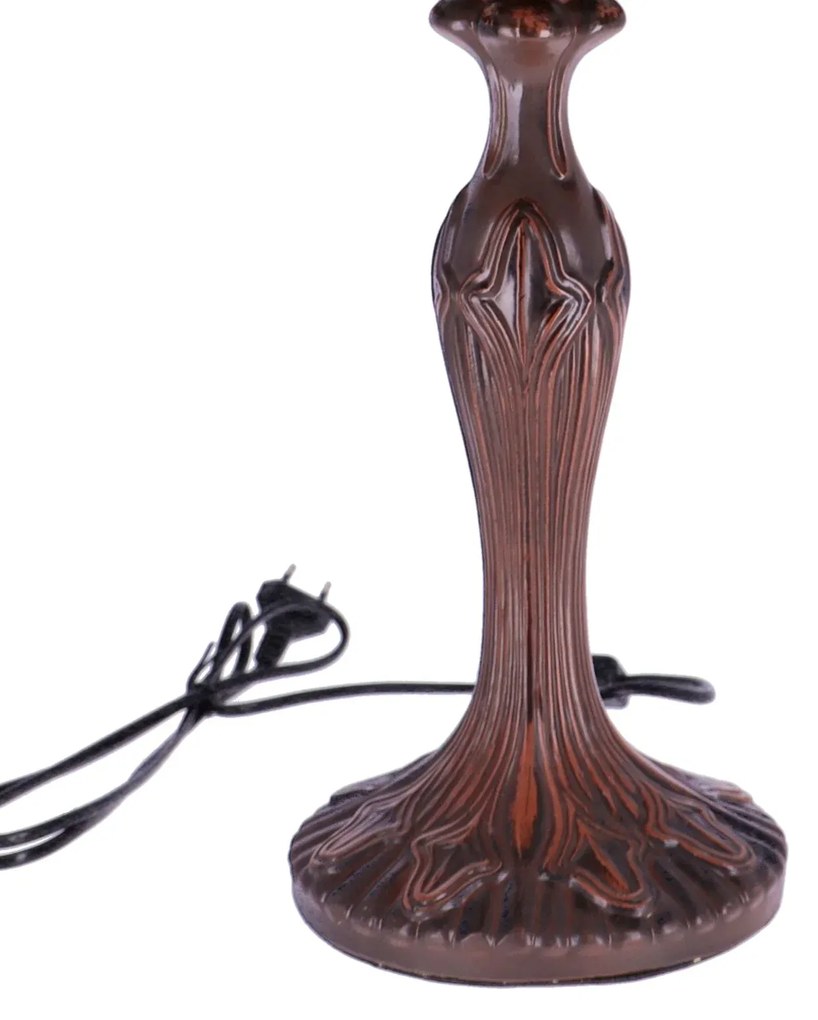 Lampa de masa Tiffany Red Lotus h 62 cm, abajur 40 cm
