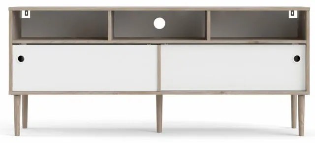 Comoda TV in decor de stejar Jackson Hickory Culoare alba, ELISEO