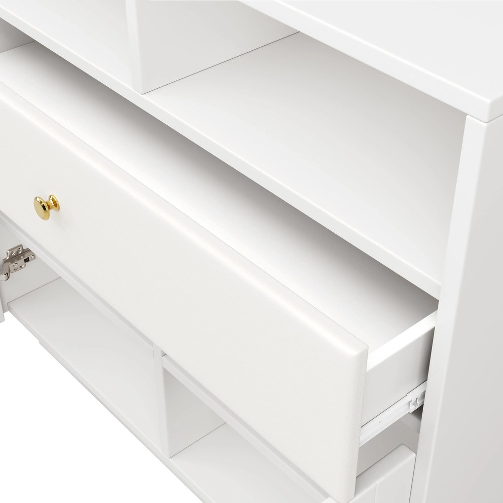 Bufet de bucătărie cu uși din sticlă, Alb | Aosom Romania