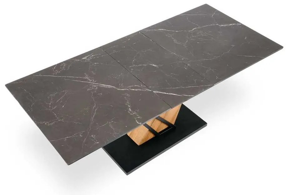 Masă de bucătărie Sterzo 160-200 x 90 cm, negru / stejar auriu