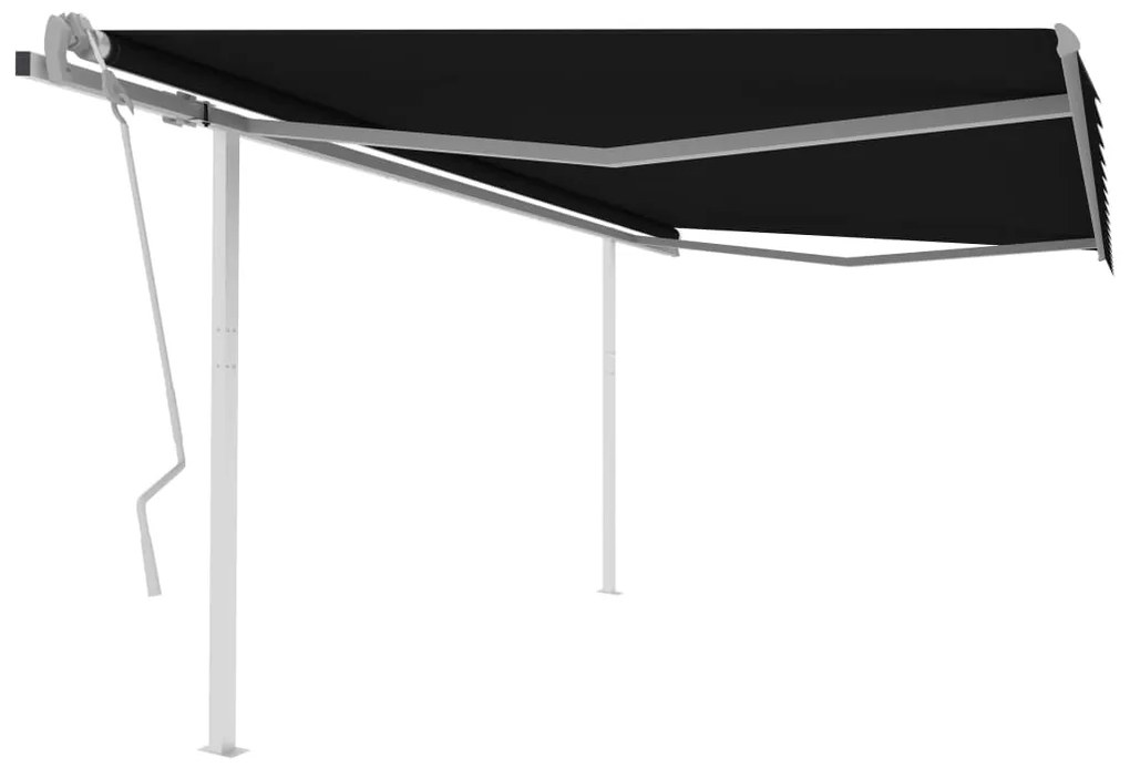 vidaXL Copertină retractabilă manual, cu stâlpi, antracit, 4x3 m
