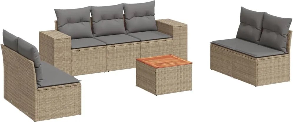 vidaXL Set canapele de grădină, 8 piese, cu perne, bej, poliratan