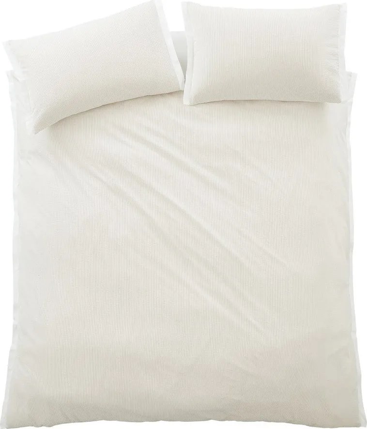 Lenjerie de pat crem din bumbac percal pentru pat de o persoană 135x200 cm Seersucker Woven Stripe – Bianca