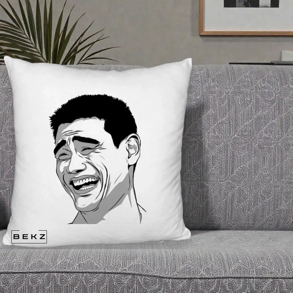 Perna Decorativa Yao Ming Meme, 40x40 cm, Alb Pufos, Husa Detasabila, Perna Inclusa, BEKZ®