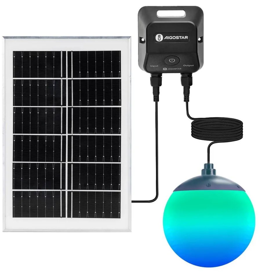 Lustră LED RGBW solară Aigostar MESH 20W/3,7V 4000 mAh 2700K-6500K IP65 d. 15 cm