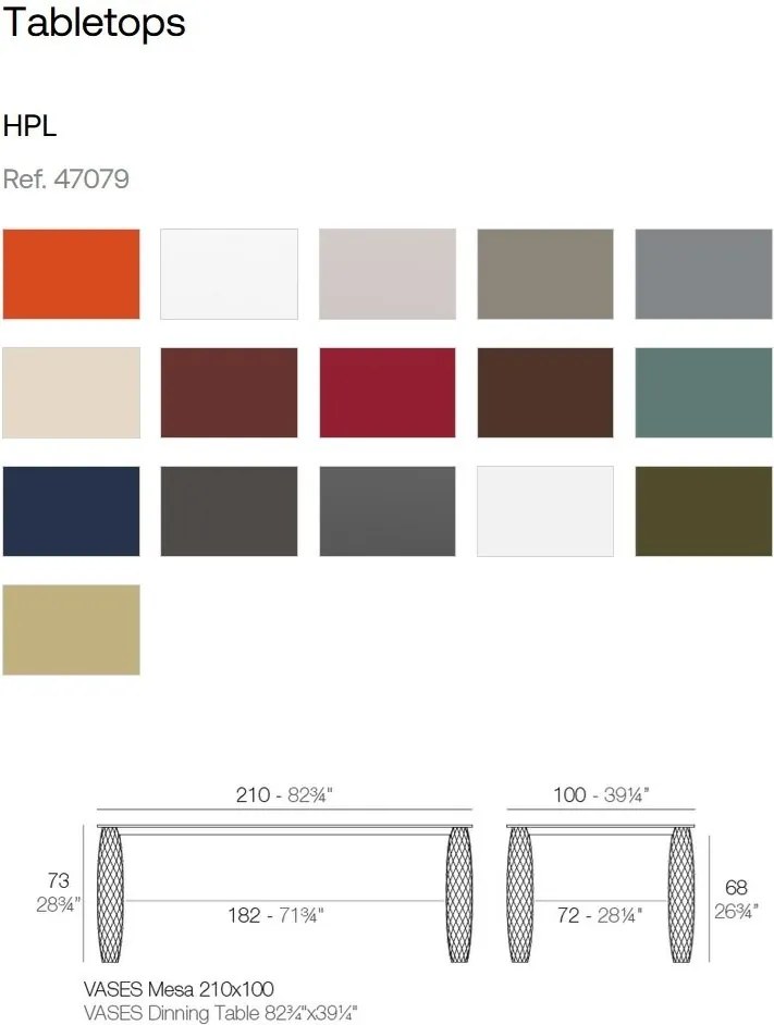 Masa dining de exterior / interior design modern premium VASES 210x100cm