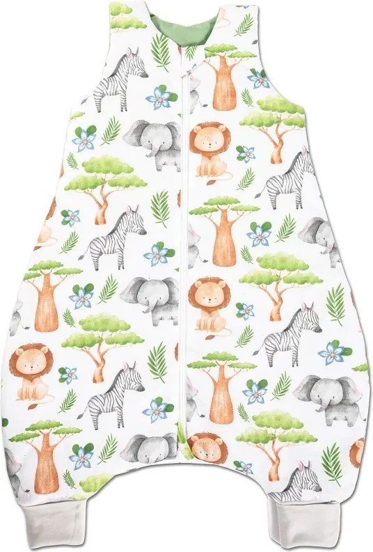 Sac de dormit de vara cu picioare 6-18 luni Kidizi Safari 0.5 tog, mansete transformabile in soseta