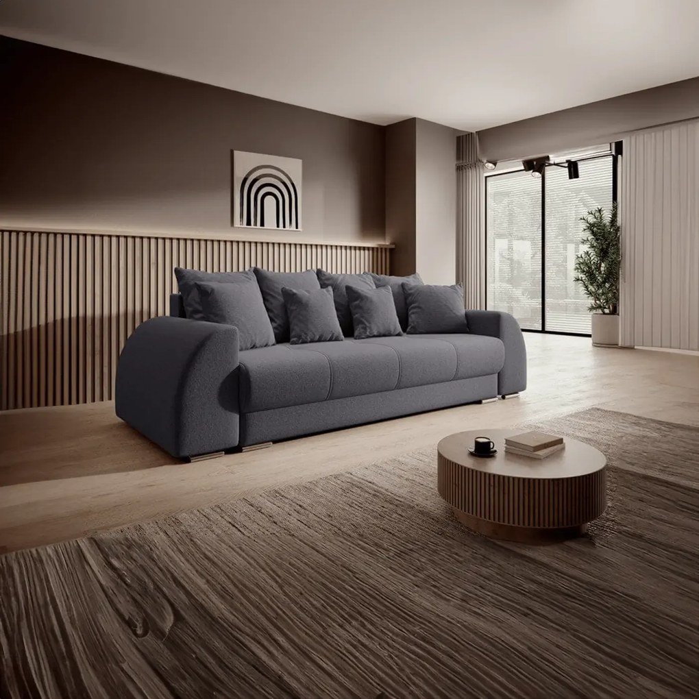 Canapea extensibilă dumonde cu ladă de depozitare si sezut confortabil din spuma high-density, Verona Graphite 260x100 cm