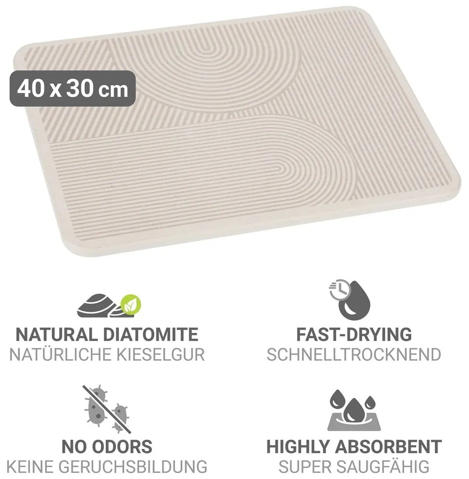 Scurgător de vase bej din diatomit 40x30 cm Damon – Wenko