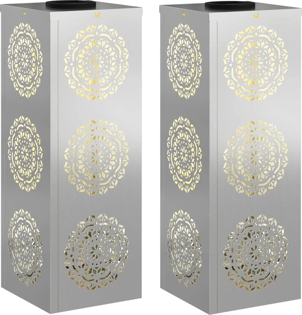 vidaXL Lumină LED Solară pentru Alei 2 pcs Argintiu Oțel galvanizat