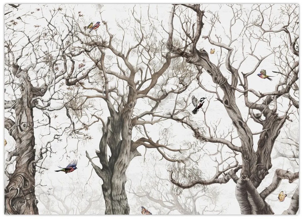 Tablou pe sticlă - Model de pădure, desen (70x50 cm)