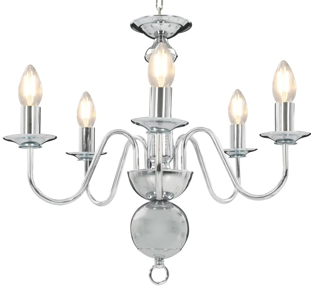 vidaXL Candelabru, argintiu, 5 becuri E14