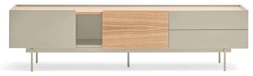 Comodă TV bej-natural cu aspect de lemn de stejar 180x45 cm Otto – Teulat