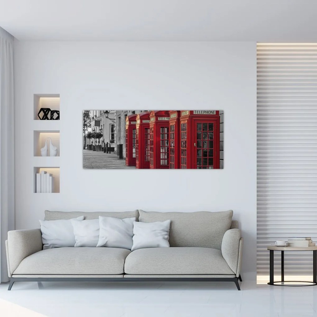 Tablou - Cutii telefonice din Londra (120x50 cm)