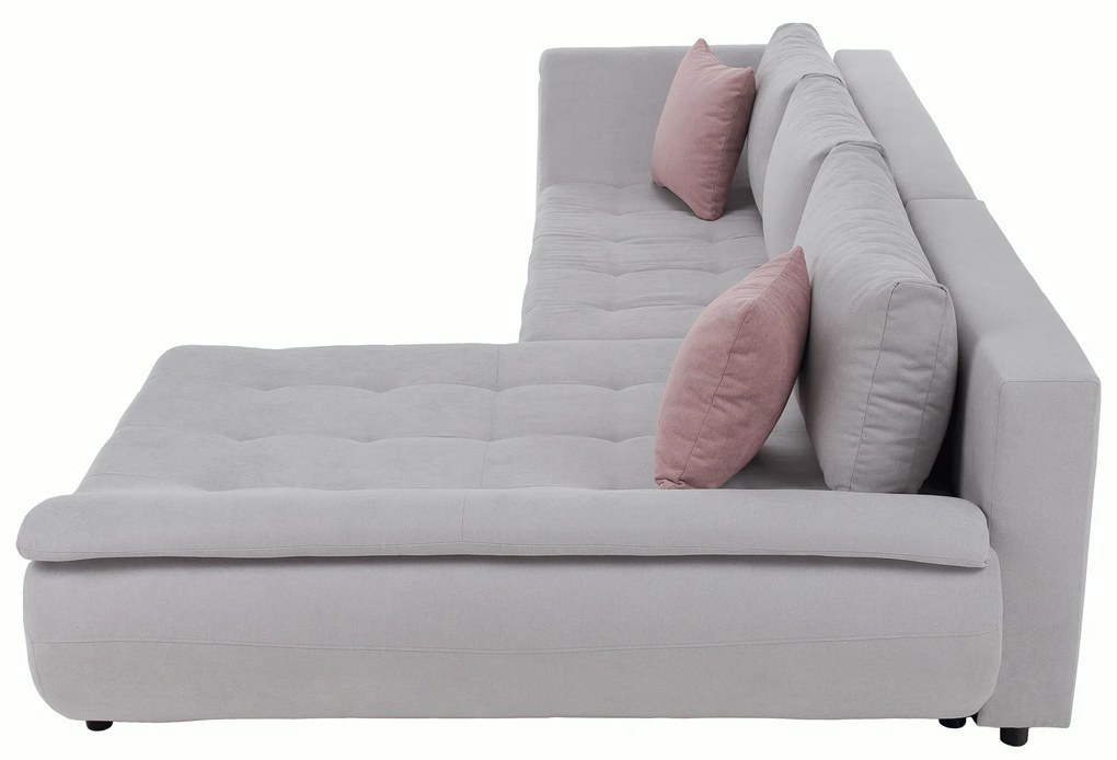 Set canapea, gri deschis / roz pudră, material textil, dreapta, BRATO