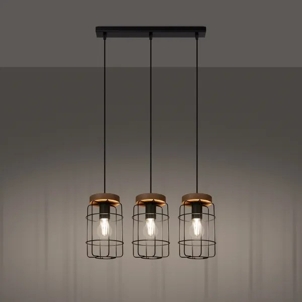 Lustră pe cablu Sollux SL.1264 GOTTO 3xE27/15W/230V negru