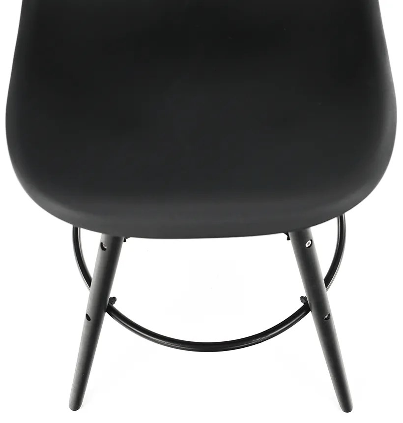 Scaun de bar, negru, plastic/lemn, CARBRY NEW