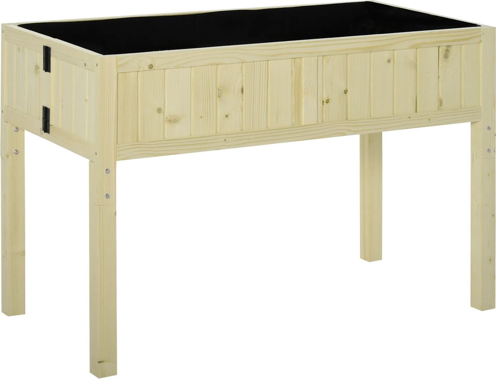 Outsunny Jardinieră Înălțată Rabatabilă, Realizată din Lemn de Brad cu 4 Orificii de Drenaj, pentru Grădină, Terasă sau Balcon, 115x56x76 cm, Culoare Lemn | Aosom Romania