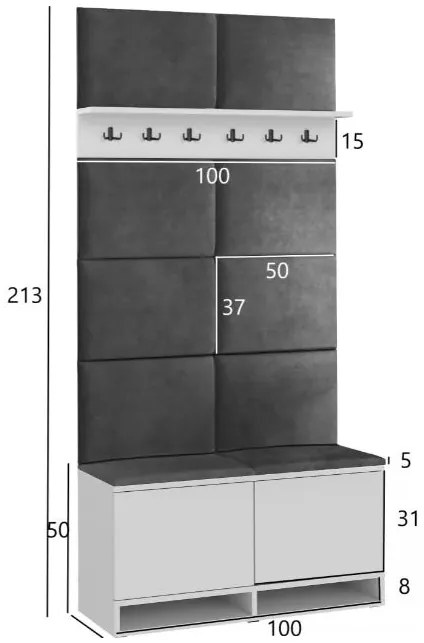 Cuier pentru hol White/Grey