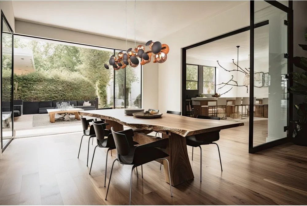 Lustră gri-auriu cu abajur din sticlă Bubble – Trio Select