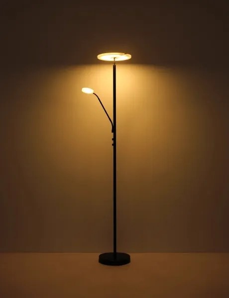 Globo 59093S - Lampă de podea LED cu reglare a intensității STANFORD 28W/230V + 5W 3000K, neagră