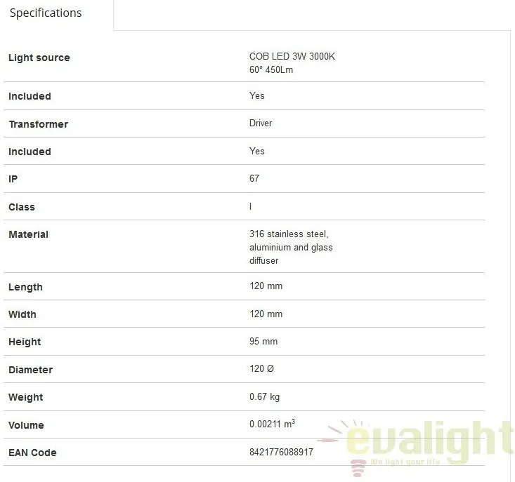 SPOT LED INCASTRABIL DE EXTERIOR SURIA-3 INOX 70592N