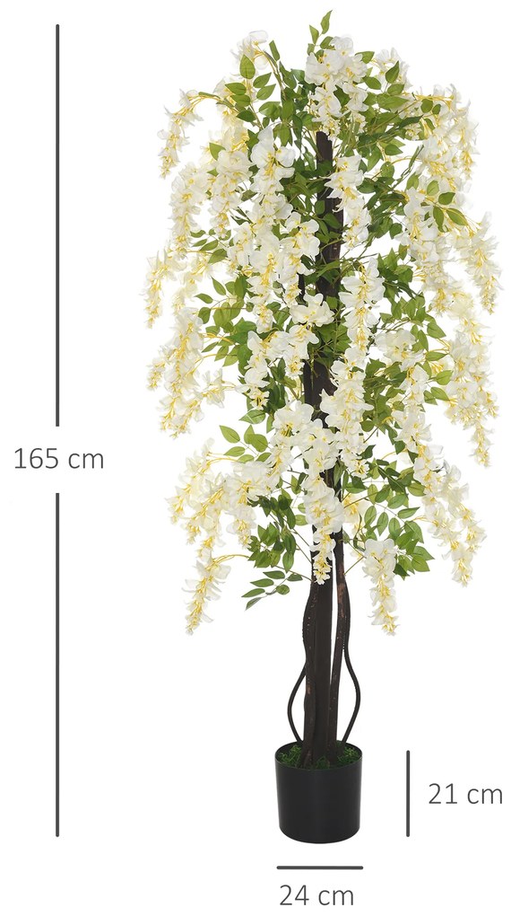 Outsunny Plante Artificiale Fără Întreținere, Perfect pentru Decorarea Casei, 165 cm, Alb | Aosom Romania