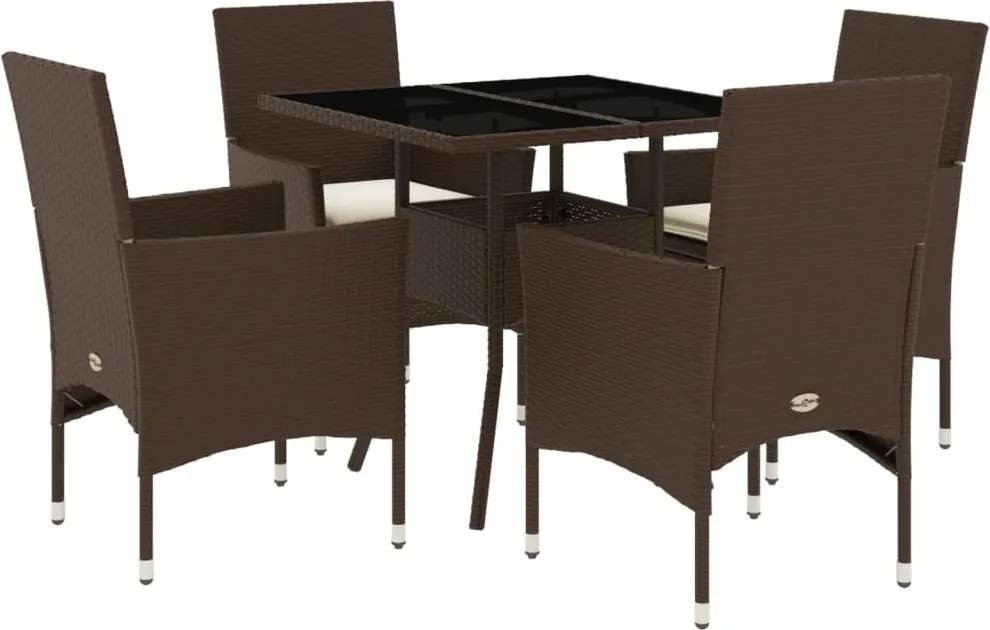 vidaXL Set mobilier de grădină cu perne 5 piese maro poliratan&sticlă
