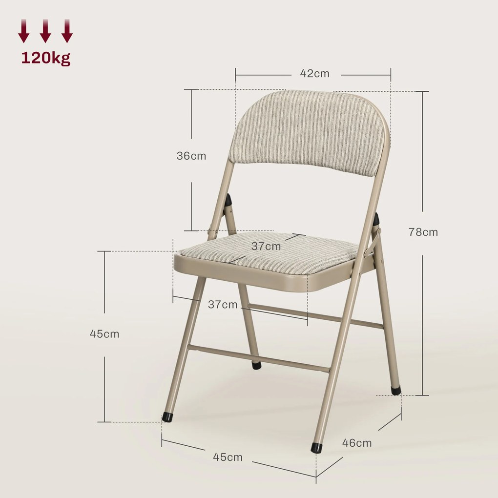 HOMCOM Lot de 6 scaune pliante scaune de bucatarie portabile cadru din otel dim. 45l x 46P x 78H cm bej | Aosom Romania