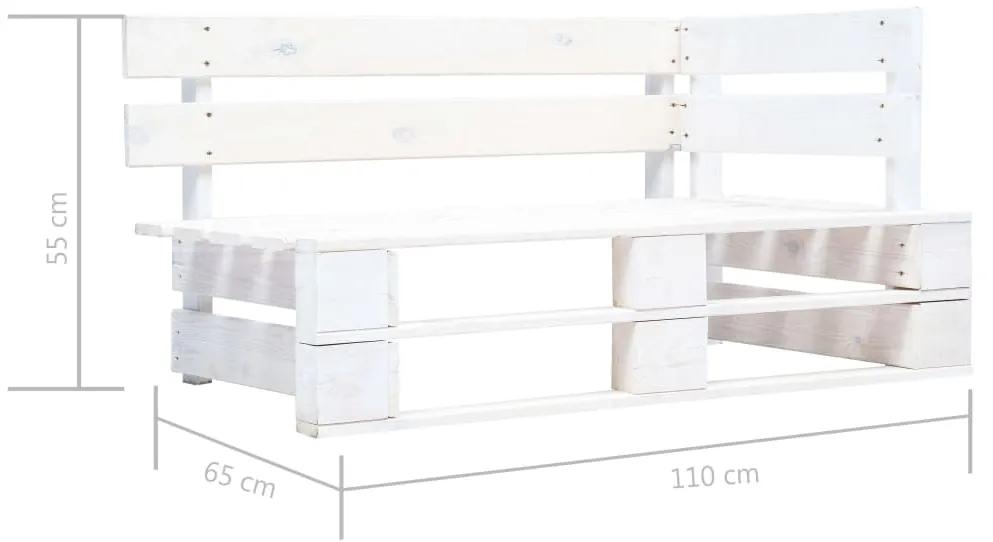 Set mobilier paleti cu perne, 4 piese, alb, lemn pin tratat model gri carouri, 2x colt + suport pentru picioare + masa, Alb, 1