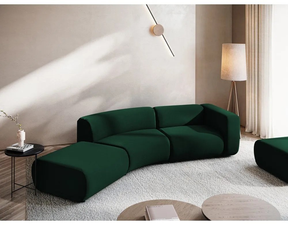 Șezlong verde închis cu tapițerie din catifea (cu colț pe partea stângă) Ekahi – Makamii