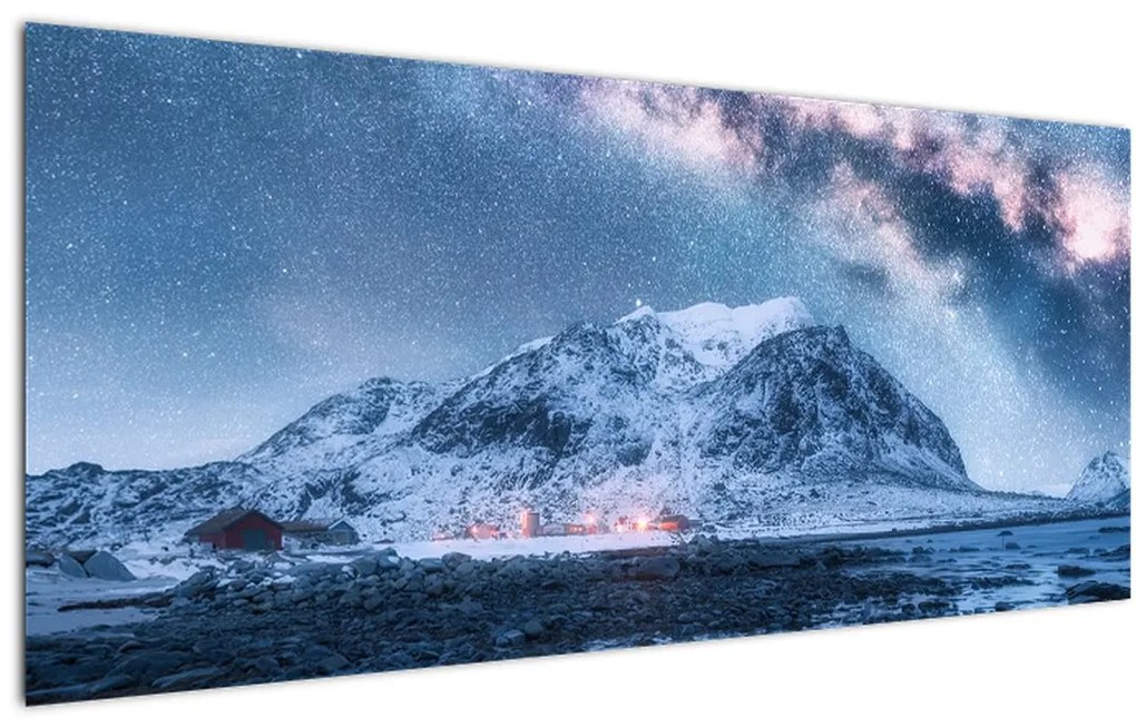 Tablou cu munți și ceul cu stele (120x50 cm)