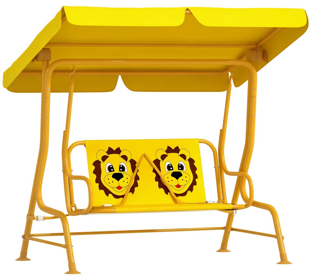 AIYAPLAY Leagăn pentru Copii cu Copertină Reglabilă și Centură de Siguranță, 120x112x75 cm, Galben | Aosom Romania