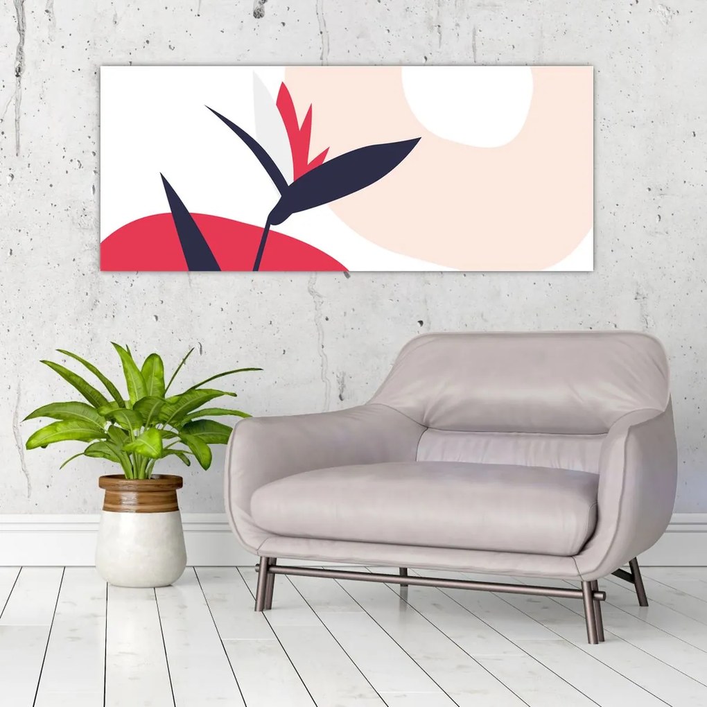 Tablou - Abstracție florală roz N⁰1 (120x50 cm)