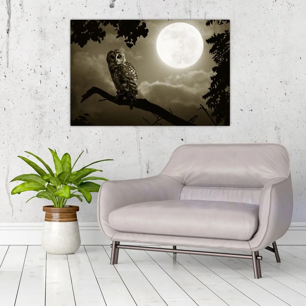 Tablou - Bufniță de noapte, auriu (90x60 cm)