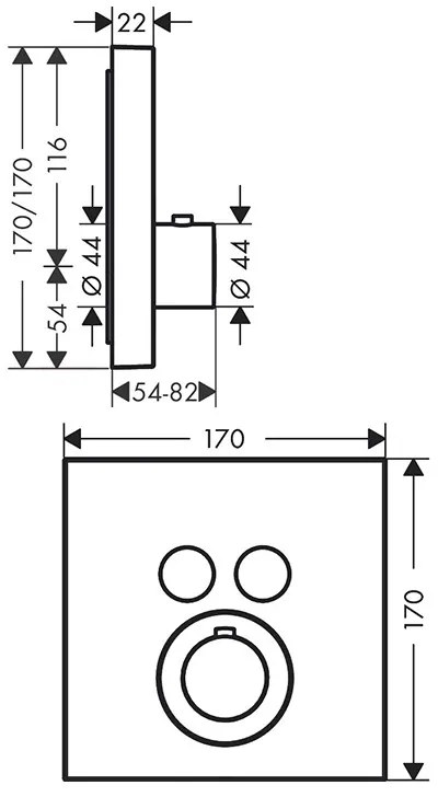 Baterie duș, Axor, ShowerSolution, termostatată, cu 2 ieșiri, alamă periată, 36715950