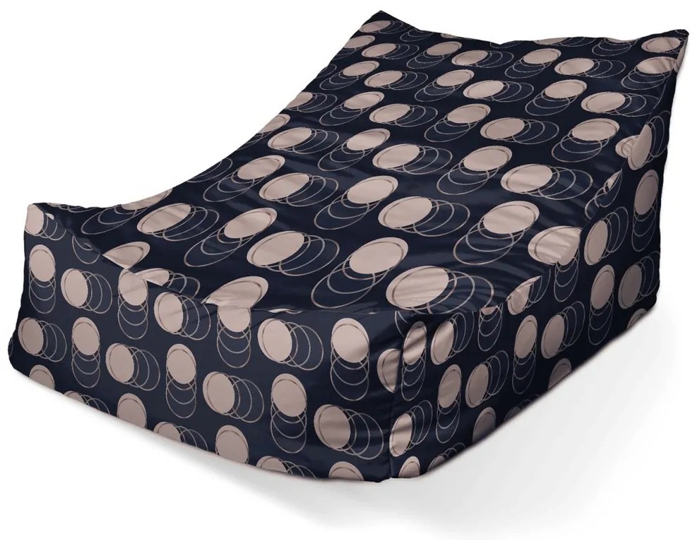 Sac de șezut Lounge cercuri și buline - pentru copii, bej / negru