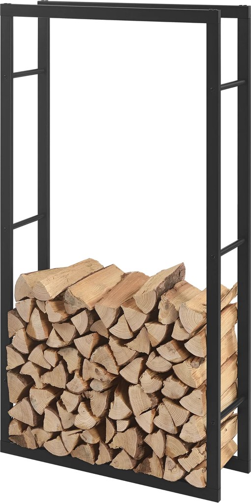 [en.casa]® Stove Suport lemne pentru sobe si seminee AAFR-6607, 80 x 150 x 25 cm, otel, negru