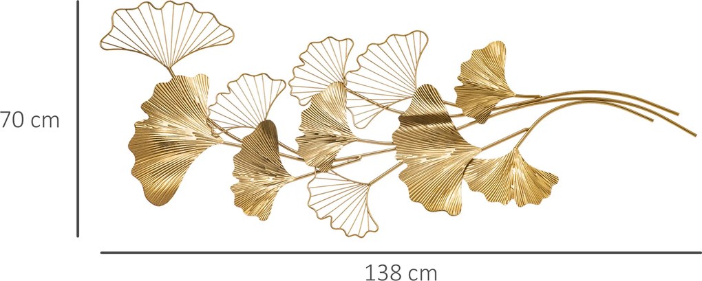 Decoratiune de perete 3D HOMCOM Moderna Frunze de Ginkgo Sculpturi de Perete Agatate Decor pentru Sufragerie | Aosom Romania