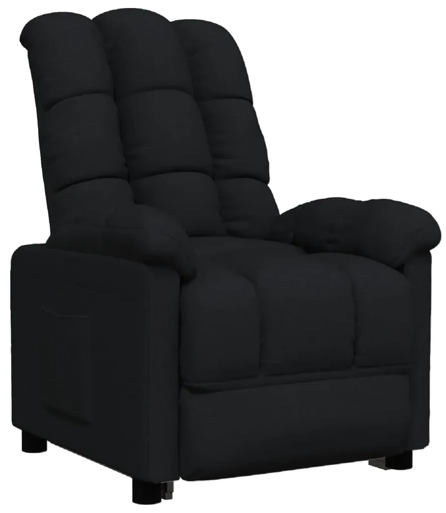 289798 vidaXL Fotoliu rabatabil, negru, material textil