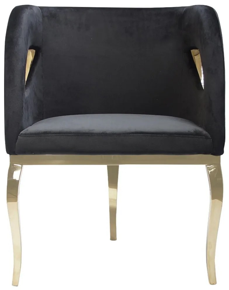 Fotoliu tapitat Morello negru/gold – H78 cm