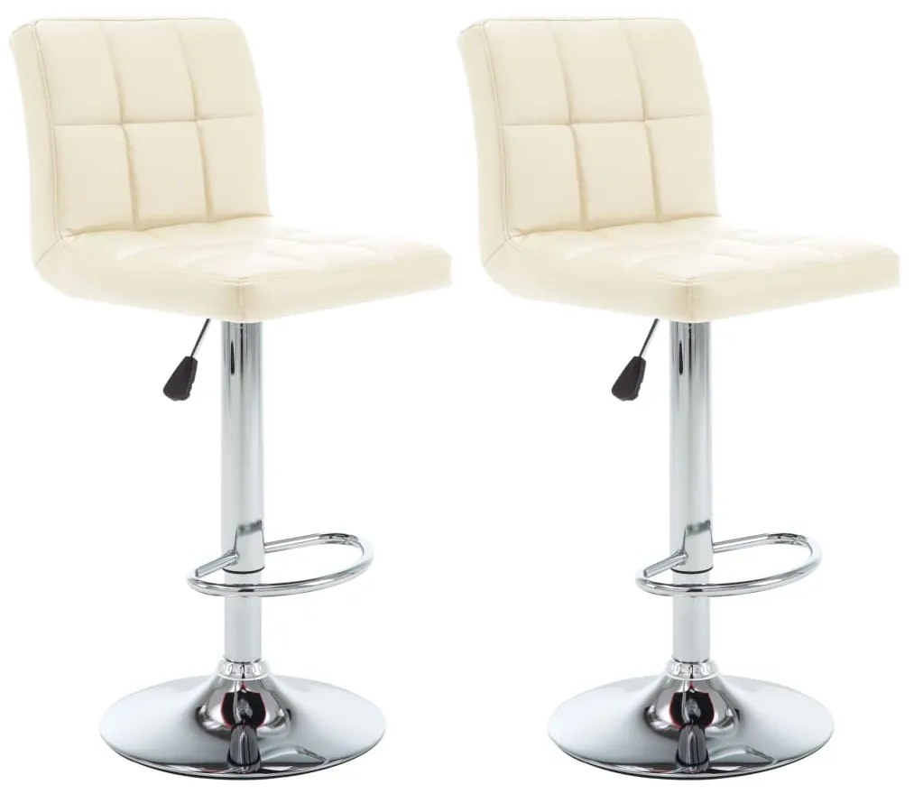 vidaXL Scaune de bar, 2 buc., crem, piele ecologică