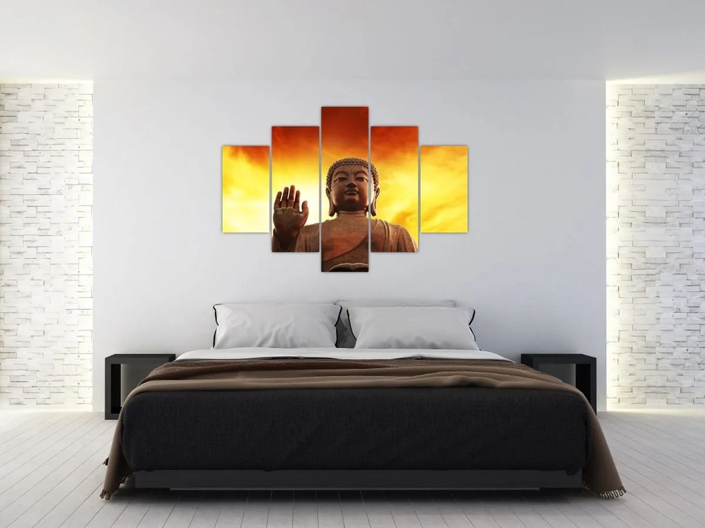 Tablou - Buddha cu fundal roșu și galben (150x105 cm)